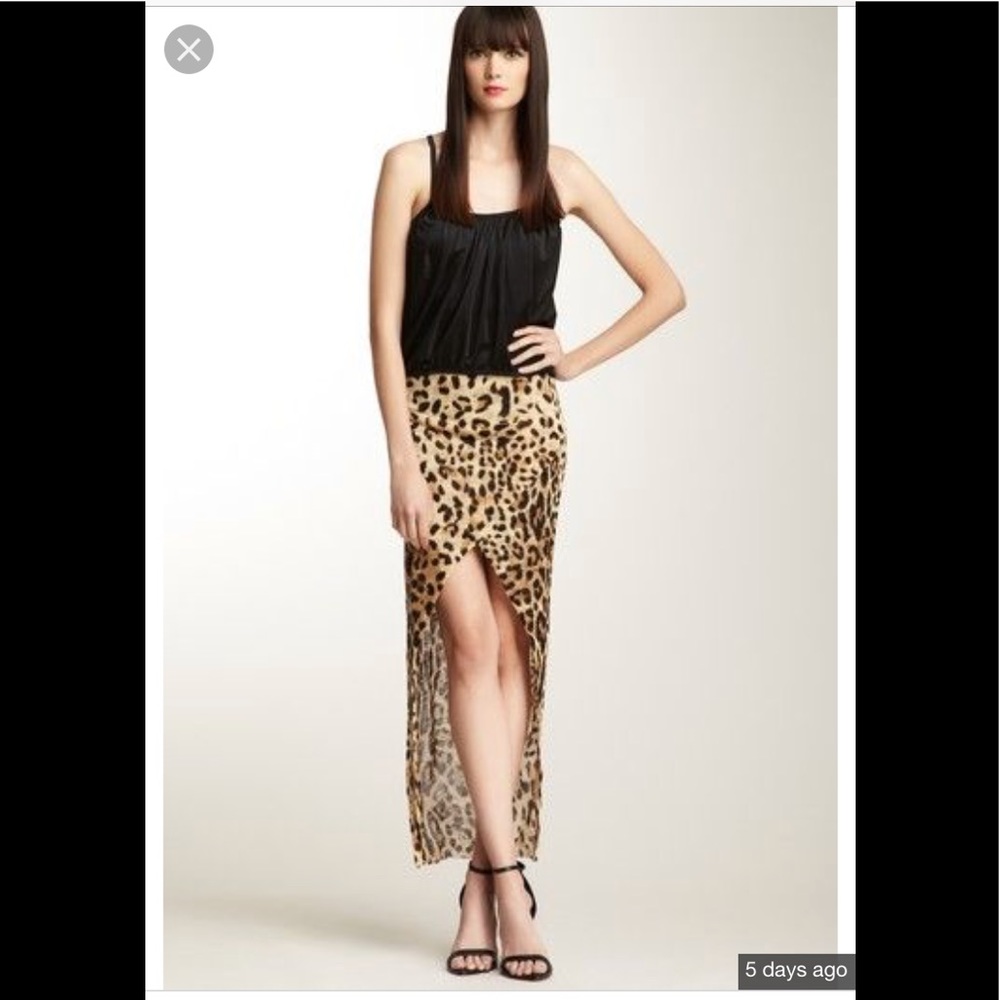 Isabel lu leopard print high low skirt with slit